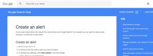 Google alert set up page